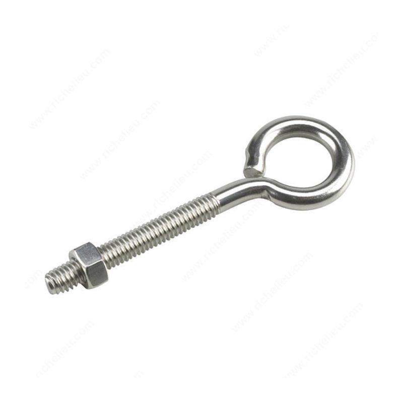 Onward 2113SSBC Eye Bolt with Nut, 5/16 in Dia Eye, 90 lb Working Load, Stainless Steel, Stainless Steel