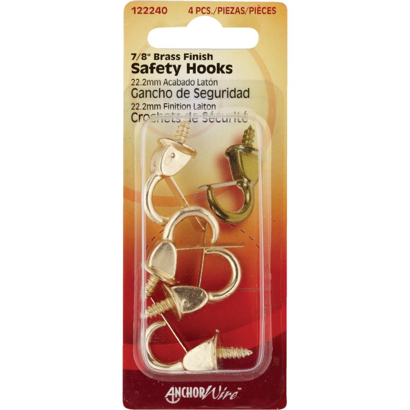 Hillman Anchor Wire 7/8 In. Safety Hook Brass (Pack of 10)