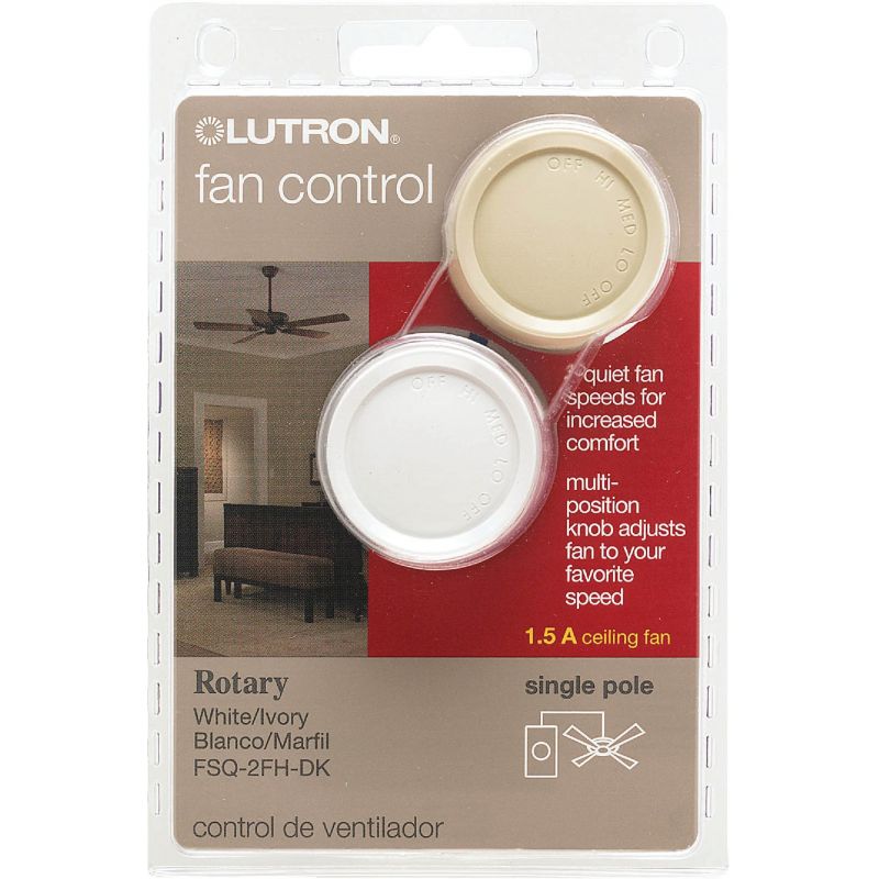 Lutron Rotary Fan Control Switch Ivory/White