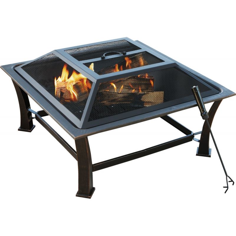 Outdoor Expressions 30 In. Square Fire Pit Antique Bronze, Square
