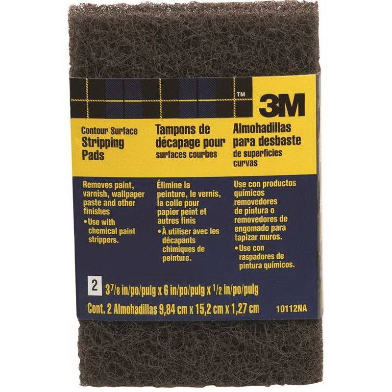 3M 10112NA Stripping Pad, 3-3/4 in L, 6 in W, Steel Wool Abrasive Brown