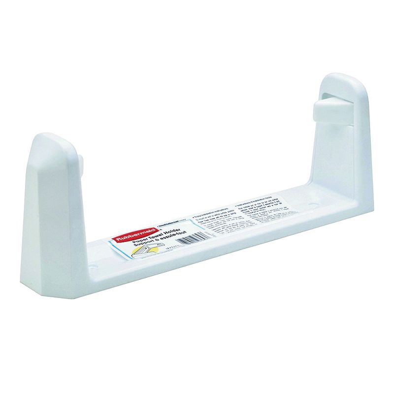 Rubbermaid 2364RDWHT Paper Towel Holder, 14 in OAW, Plastic, White White