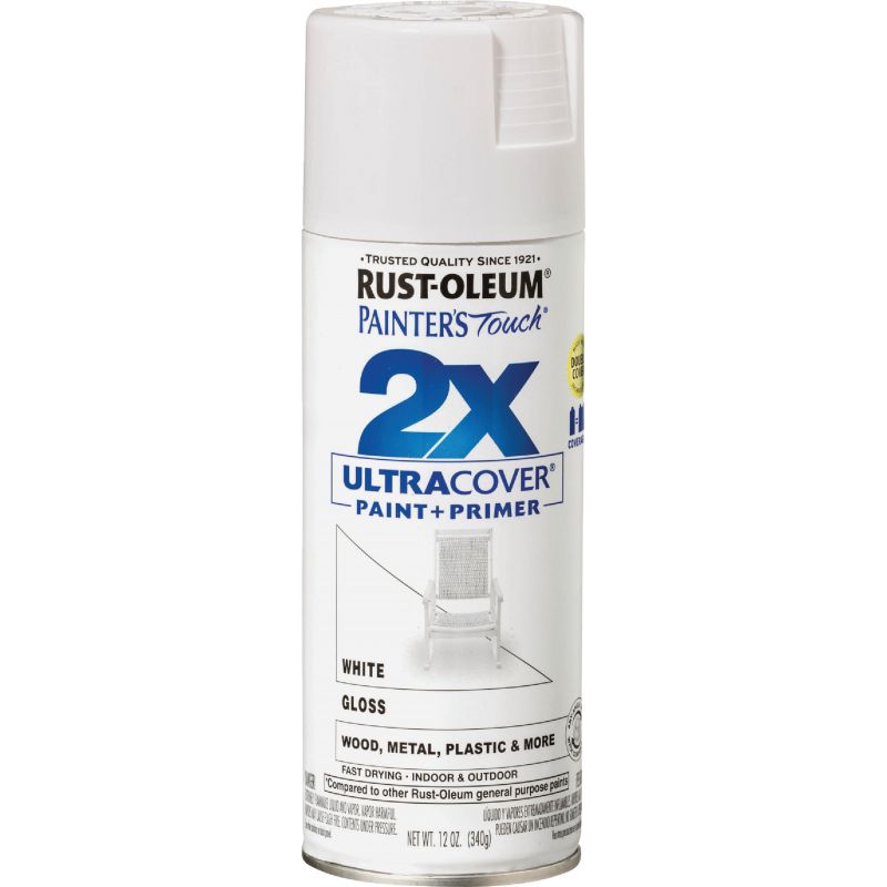 Rust-Oleum Painter&#039;s Touch 2X Ultra Cover Paint + Primer Spray Paint White, 12 Oz.