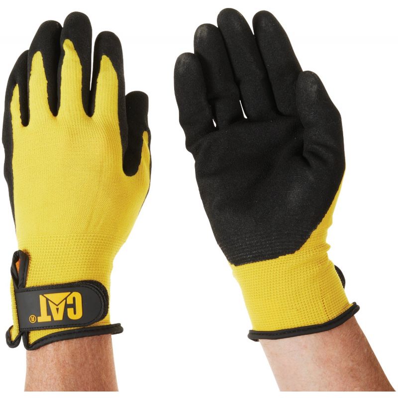 CAT Nitrile Coated Nylon Glove XL, Black &amp; Yellow