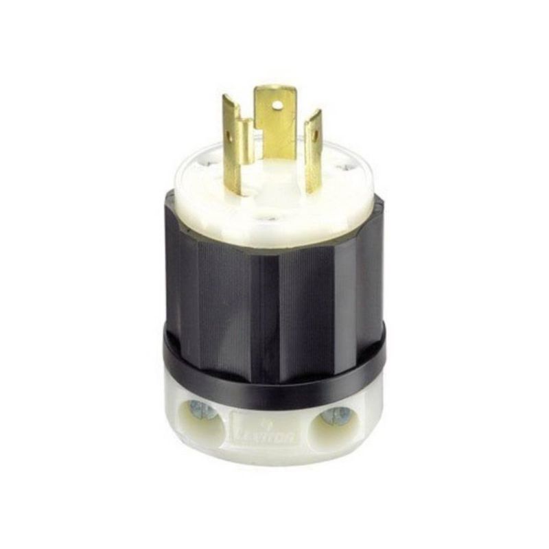 Leviton 021-02311-0PB Electrical Plug, 2 -Pole, 20 A, 125 V, NEMA: NEMA L5-20P, Black/White Black/White