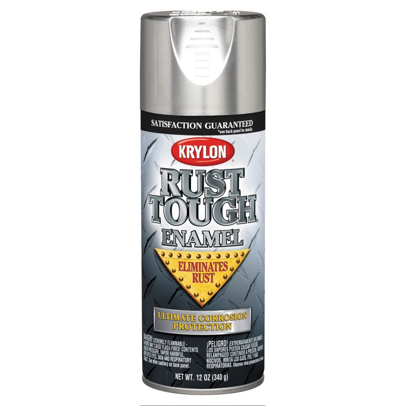 Krylon Rust Tough K09213007 Rust Preventative Spray Paint, Metallic, Aluminum, 12 oz, Can Aluminum