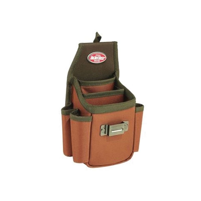 Bucket Boss 54175 Utility Plus Pouch, 3-Pocket, Poly Ripstop Fabric, Brown/Green, 6-1/2 in W, 9-1/5 in H, 4 in D Brown/Green