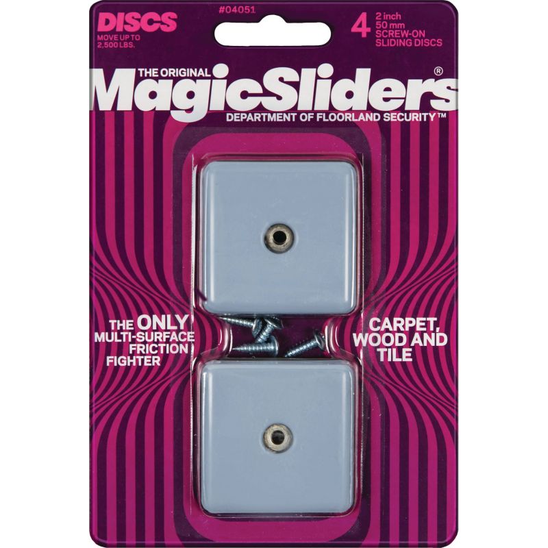 Magic Sliders Screw-On Square Sliding Disc 2 In., Grey