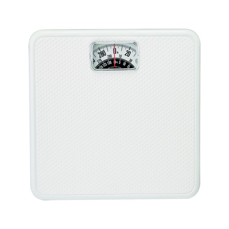 Taylor 20005014T Bathroom Scale, 300 lb Capacity, Analog Display, White, 10-3/4 in OAW, 10.3 in OAD, 1.8 in OAH 300 Lb, White