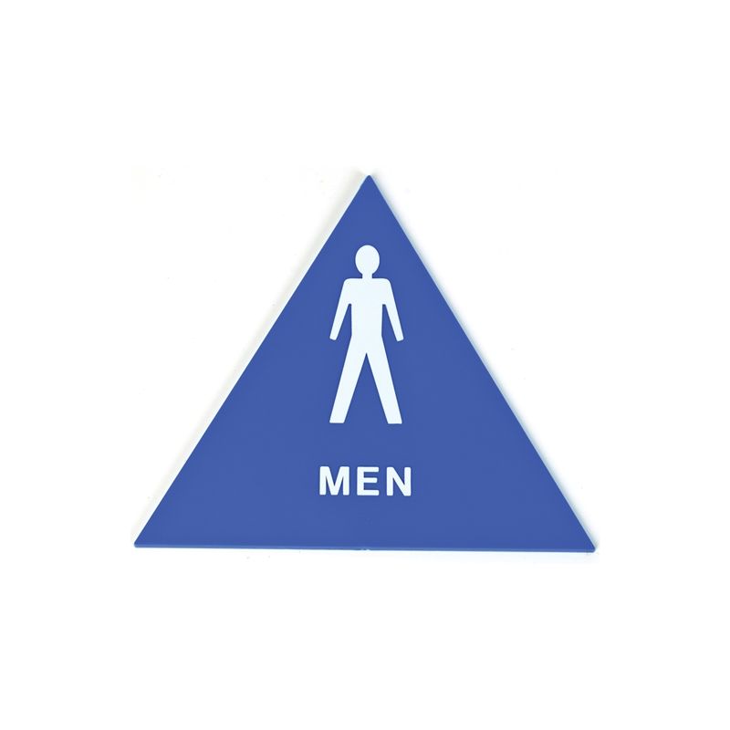 Hy-Ko T-24M Graphic Sign, Triangle, MEN, White Legend, Blue Background, Plastic, 12 in W x 12 in H Dimensions (Pack of 3)
