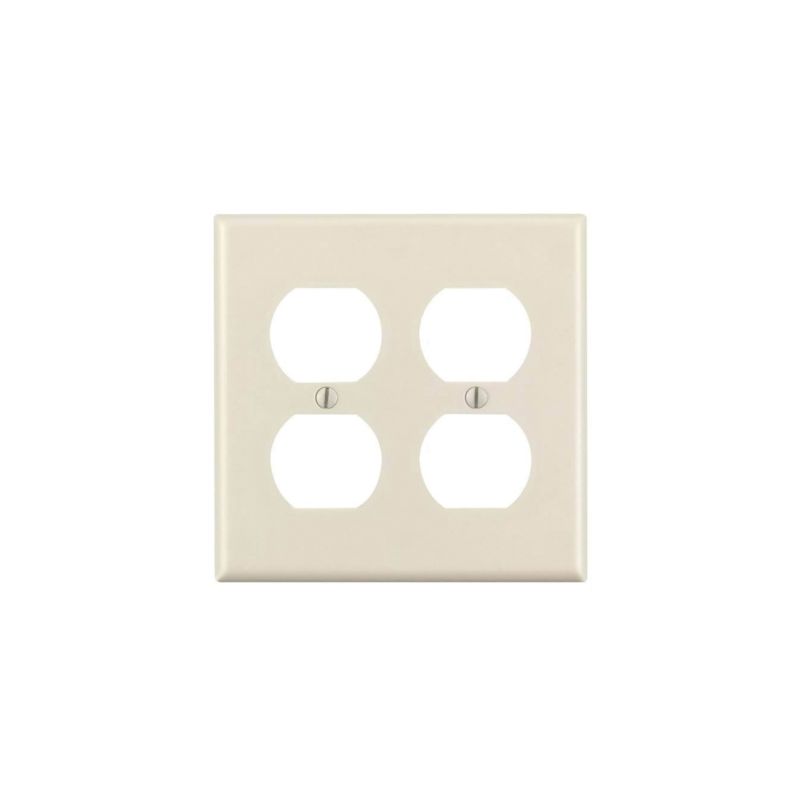Leviton 78016 Receptacle Wallplate, 4-1/2 in L, 4-9/16 in W, 2 -Gang, Thermoset, Light Almond, Smooth Light Almond