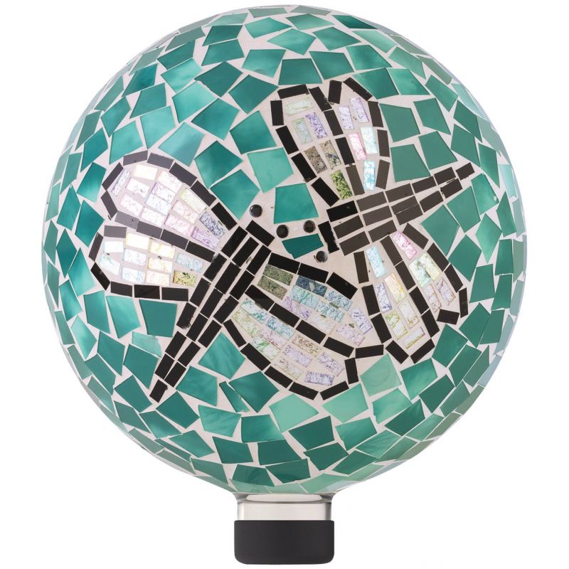 Alpine Mosaic Dragonfly Duo Glass Gazing Globe Multi
