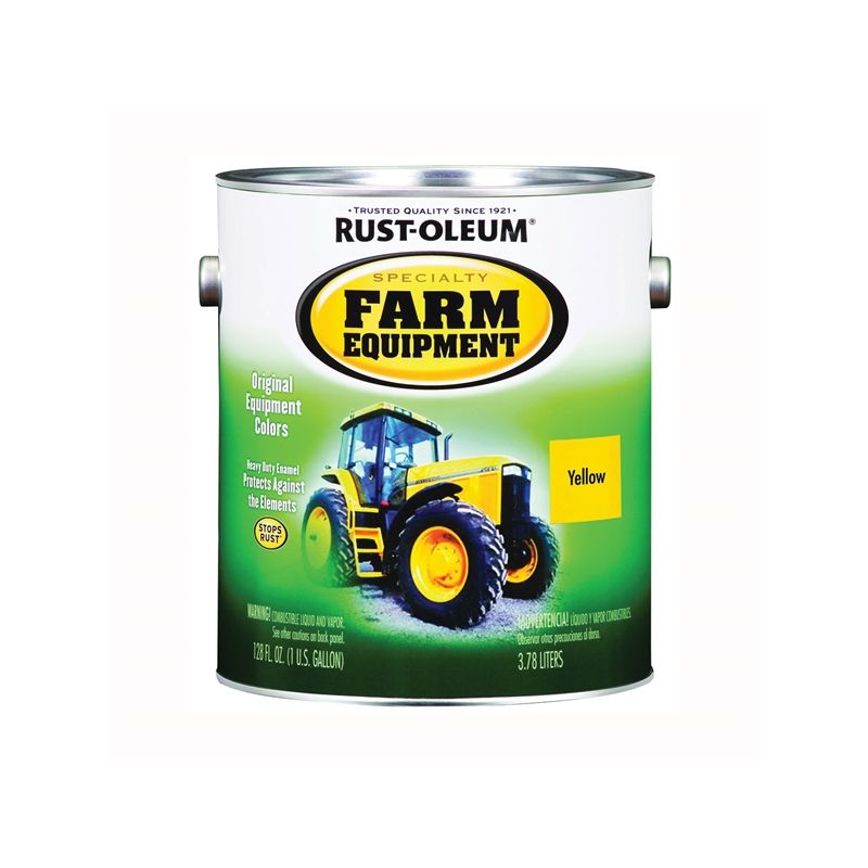 RUST-OLEUM SPECIALTY 7443402 Farm Equipment Enamel, Yellow, 1 gal Can Yellow