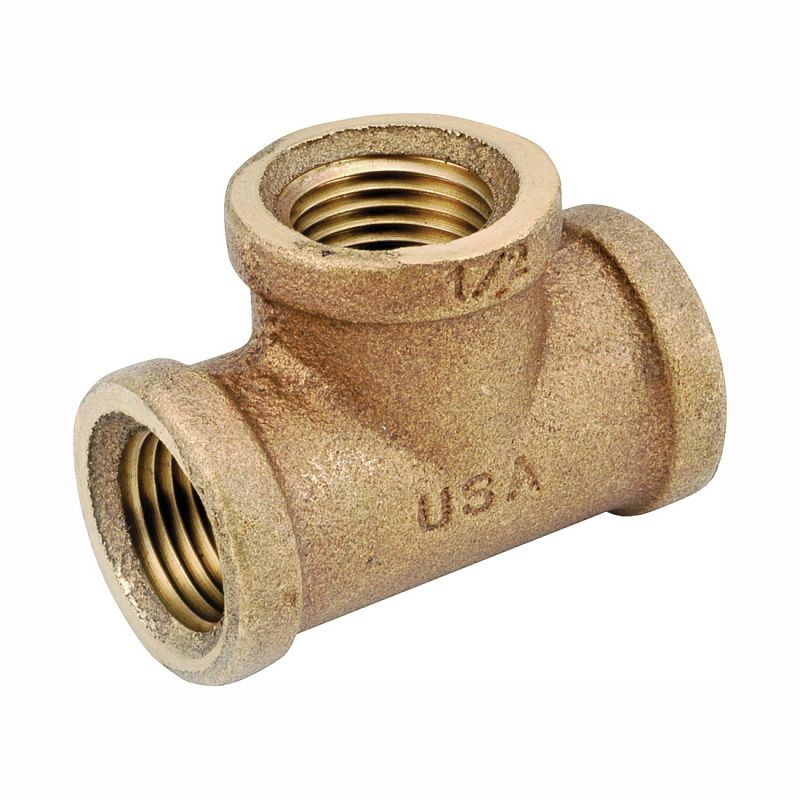 Anderson Metals 738101-16 Pipe Tee, 1 in, Brass, 200 psi Pressure Red