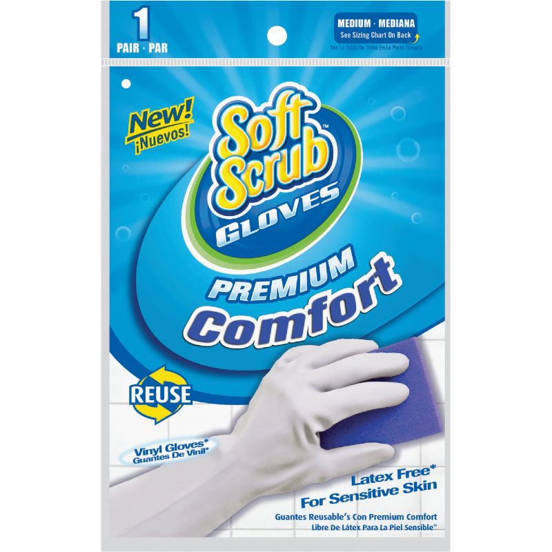 Soft Scrub Premium Comfort Vinyl Rubber Glove M, White