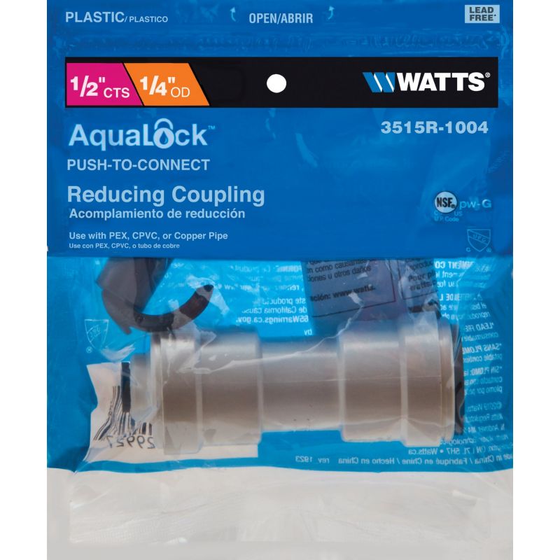 Watts Quick Connect Reducer Plastic Coupling 1/2 In. X 1/4 In.