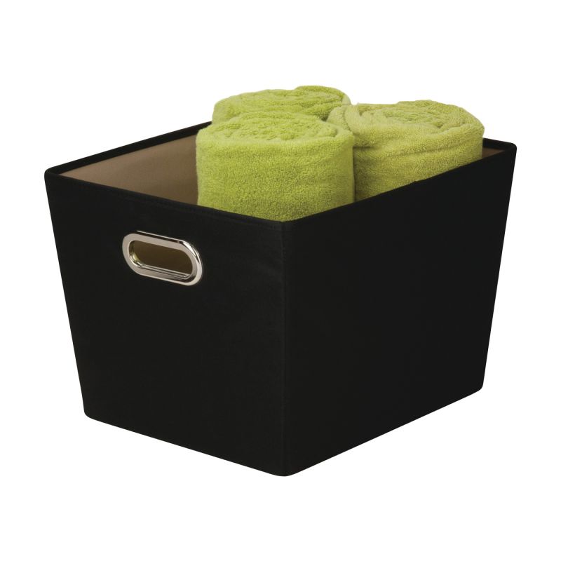 Honey-Can-Do SFT-03072 Storage Bin with Handle, Polyester, Black, 15-3/4 in L, 13 in W, 10.8 in H Black