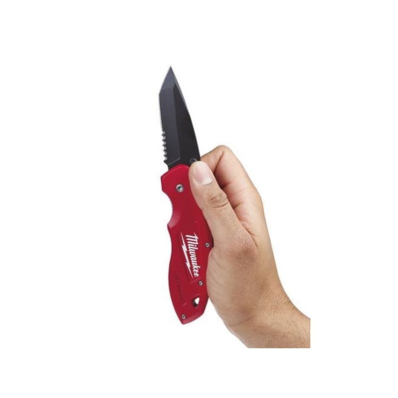 Milwaukee FASTBACK Series 48-22-1530 Utility Knife, 3 in L Blade, Stainless Steel Blade, Contour-Grip Handle, Red Handle 3 In