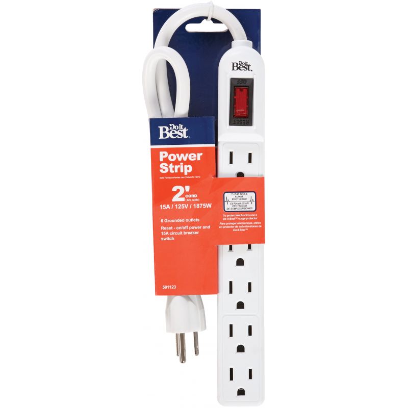 Do it Best 6-Outlet Power Strip White, 15A
