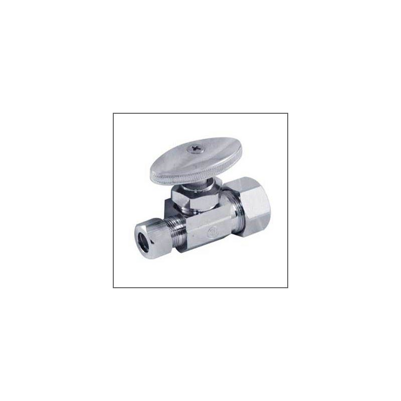 aqua-dynamic 1912-319 Angle Stop Valve, 5/8 x 3/8 in Connection, Compression, 125 psi Pressure, Brass Body