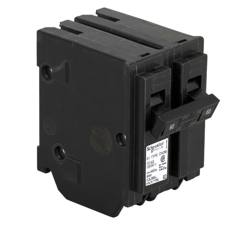 Square D Homeline CHOM260CP Circuit Breaker, Mini, Standard, 60 A, 2 -Pole, 120/240 VAC, Plug Mounting
