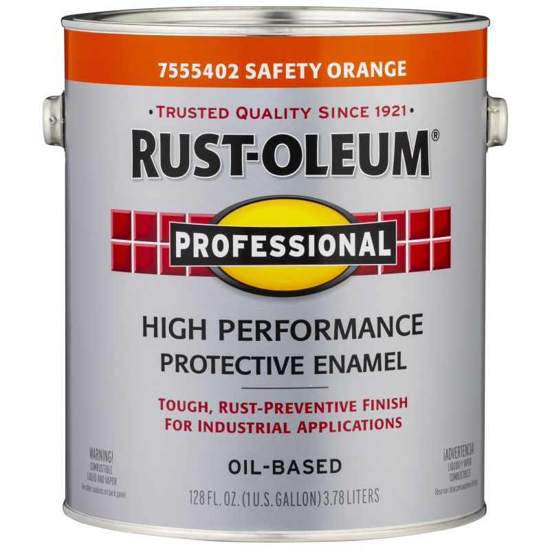 Professional 7555402 Enamel Paint, Oil, Gloss, Safety Orange, 1 gal, Can, 230 to 390 sq-ft/gal Coverage Area Safety Orange