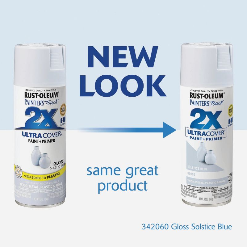 Rust-Oleum Painter&#039;s Touch 2X Ultra Cover Paint + Primer Spray Paint Solstice Blue, 12 Oz.