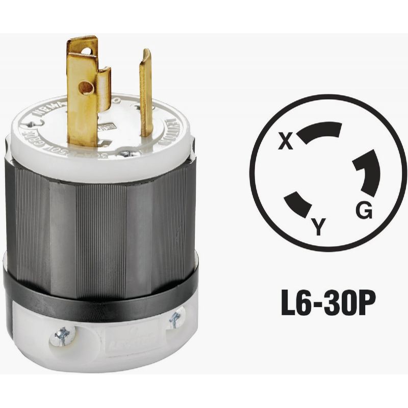Leviton Industrial Grade Locking Cord Plug Black/White, 30