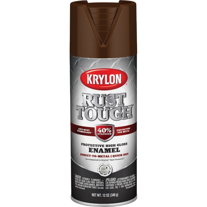 Krylon Rust Tough Alkyd Enamel Spray Paint Leather Brown, 12 Oz.