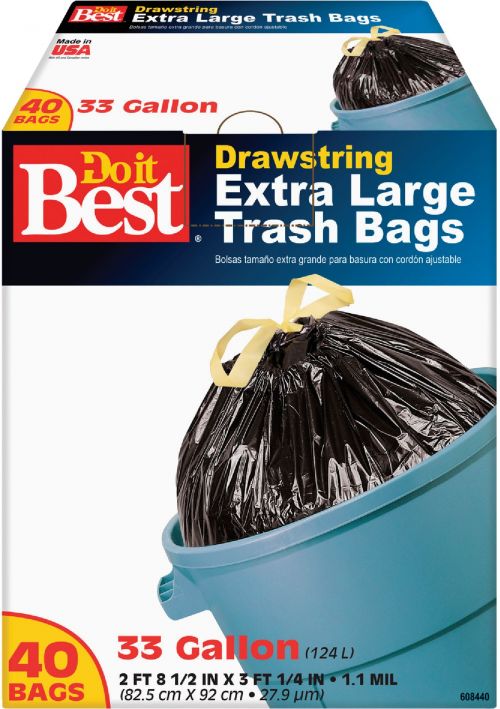 Do it Best XL 33 Gal Clear Flap Tie Trash Bags, 10 ct