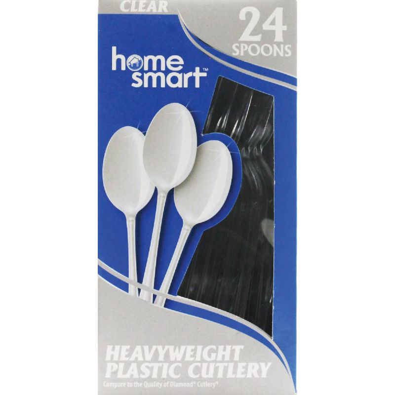Home Smart Heavy Duty Plastic Spoons Clear (Pack of 24)