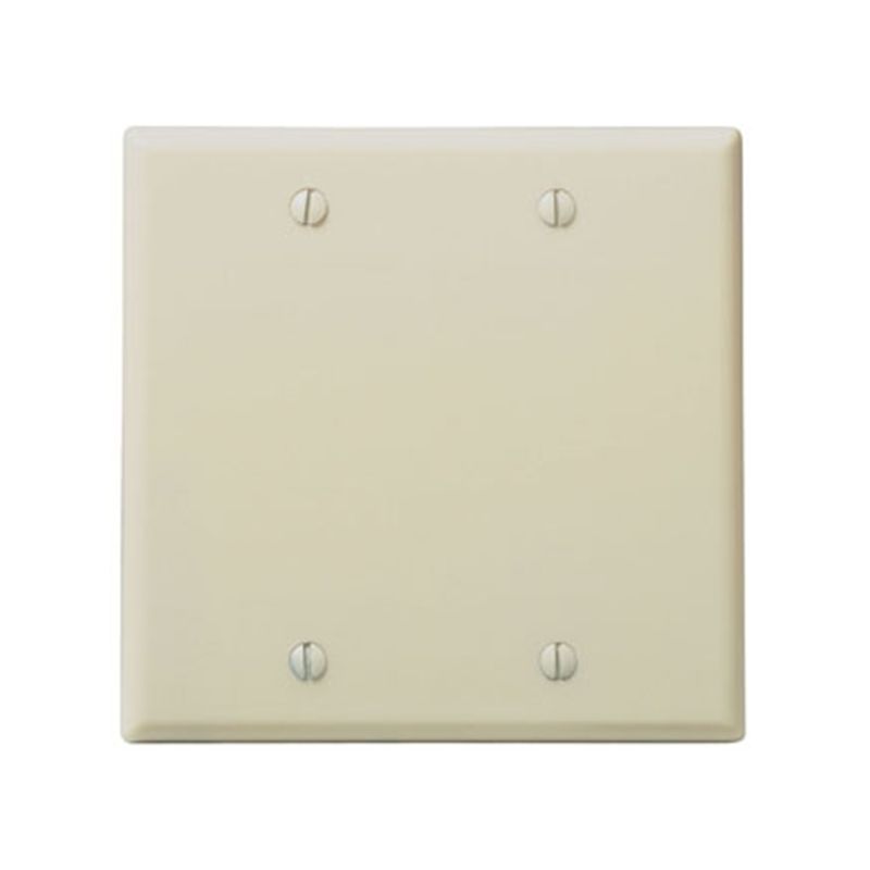 Leviton 001-86025-000 Wallplate, 4-1/2 in L, 4.56 in W, 0.22 in Thick, 2 -Gang, Thermoset Plastic, Ivory, Smooth Ivory