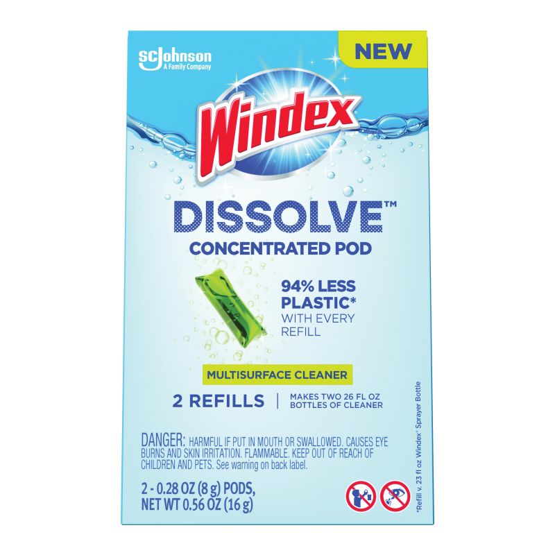 Windex Dissolve 00401 Multi-Surface Cleaner Refill, 0.28 oz, Dissolve Pod, Citrus, Green Green