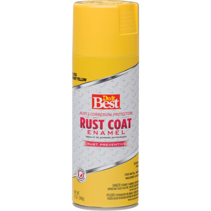 Do it Best Rust Coat Enamel Anti-Rust Spray Paint Bright Yellow, 12 Oz.