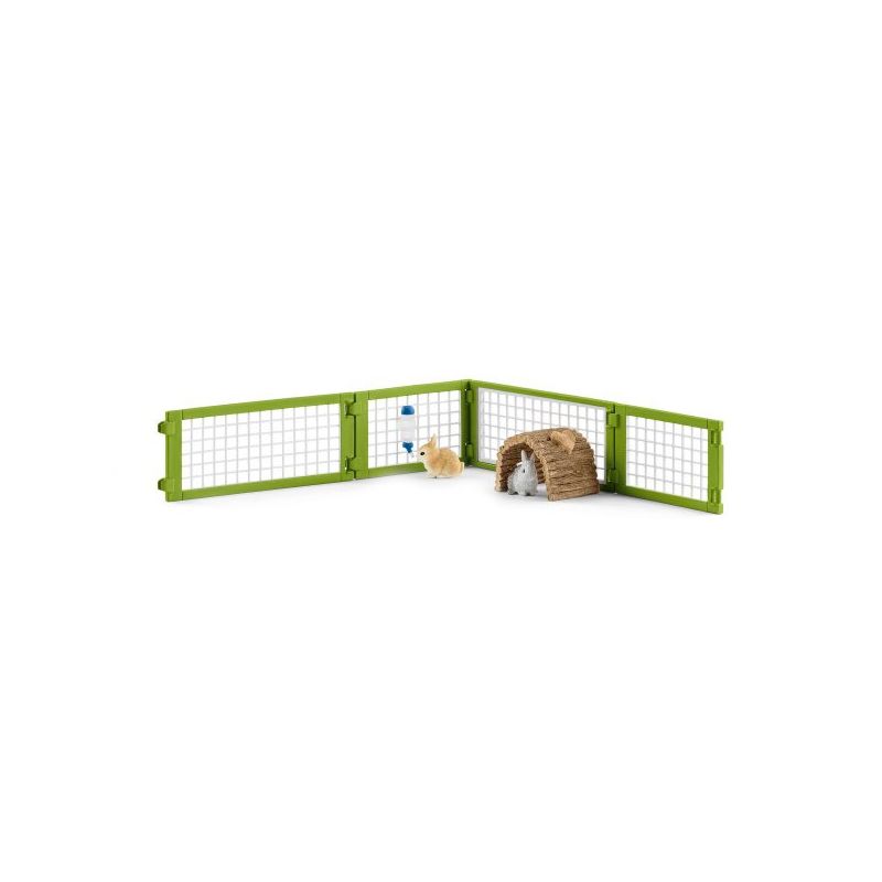 Schleich-S Farm World Series 42420 Rabbit Hutch Toy, 3 to 8 years, Plastic, Brown/Green Brown/Green