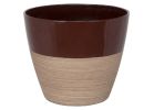Landscapers Select PT-S068 Planter, 8 in Dia, 7 in H, Round, Resin, Red/Wood, Red/Wood 0.099 Cu-ft, Red/Wood (Pack of 6)