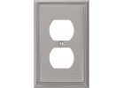 Amerelle Metro Line Cast Metal Outlet Wall Plate Brushed Nickel