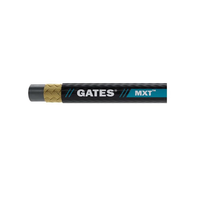 Gates MXT 70289 Wire Braid Hose, 0.945 in OD, 5/8 in ID, 220 ft L, 3625 psi Pressure, Synthetic Rubber, Black Black