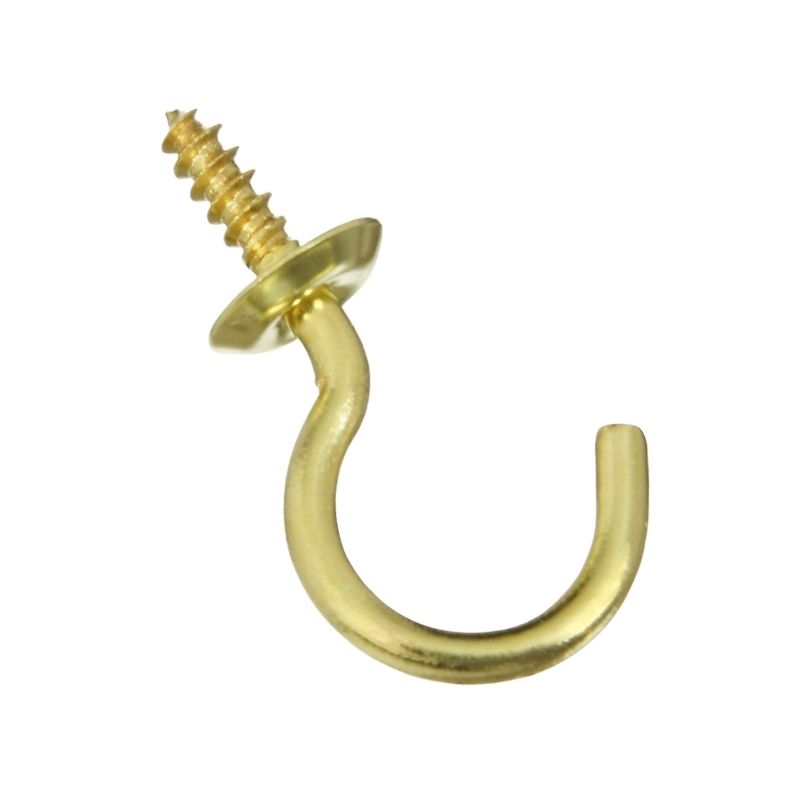 National Hardware N119-651 Cup Hook, 0.37 in Opening, 1.31 in L, Brass, Solid Brass