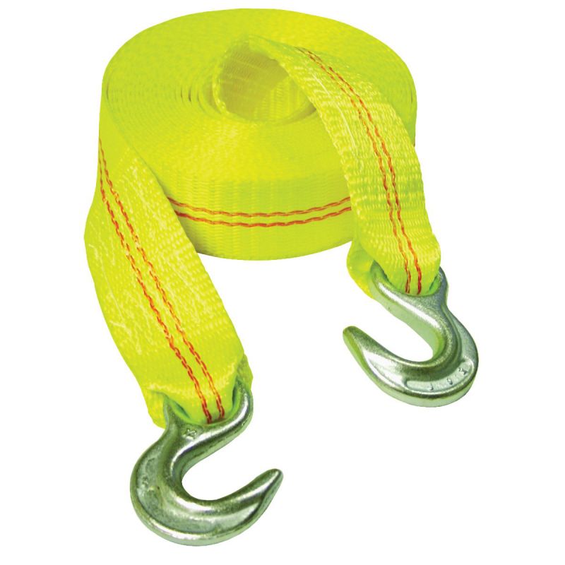Keeper 02825 Emergency Tow Strap, 12,000 lb, 2 in W, 25 ft L, Hook End, Yellow Yellow