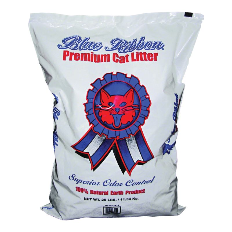 EP Minerals Blue Ribbon 3425 Cat Litter, 25 lb Capacity, Gray/Tan, Solid Bag 25 Lb, Gray/Tan