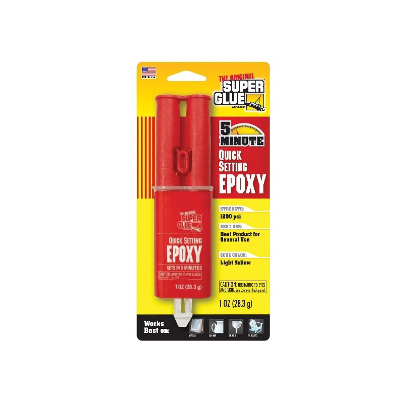 The Original Super Glue SY-QS Epoxy Adhesive, Light Yellow, Liquid, 1 oz, Syringe Light Yellow