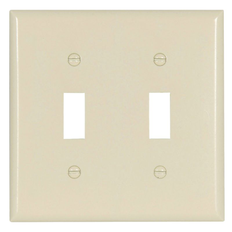 Eaton Wiring Devices 2139LA-BOX Wallplate, 4-1/2 in L, 4-9/16 in W, 2 -Gang, Thermoset, Light Almond, High-Gloss Light Almond