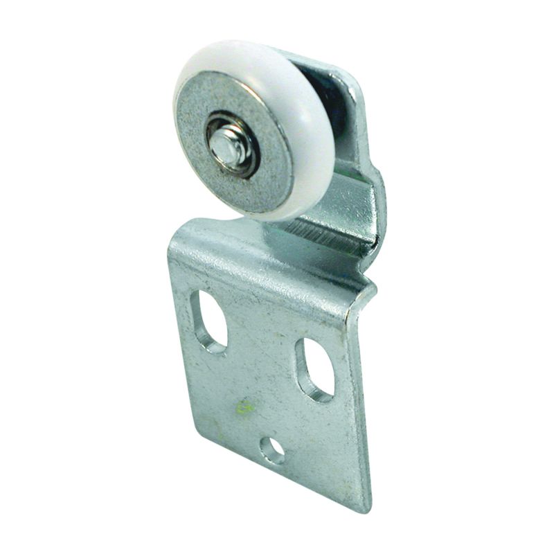 Prime-Line N 6516 Roller Assembly, 3/4 in Dia Roller, 1/4 in W Roller, Steel, Silver, 1-Roller, 60 lb, Side Mounting Silver