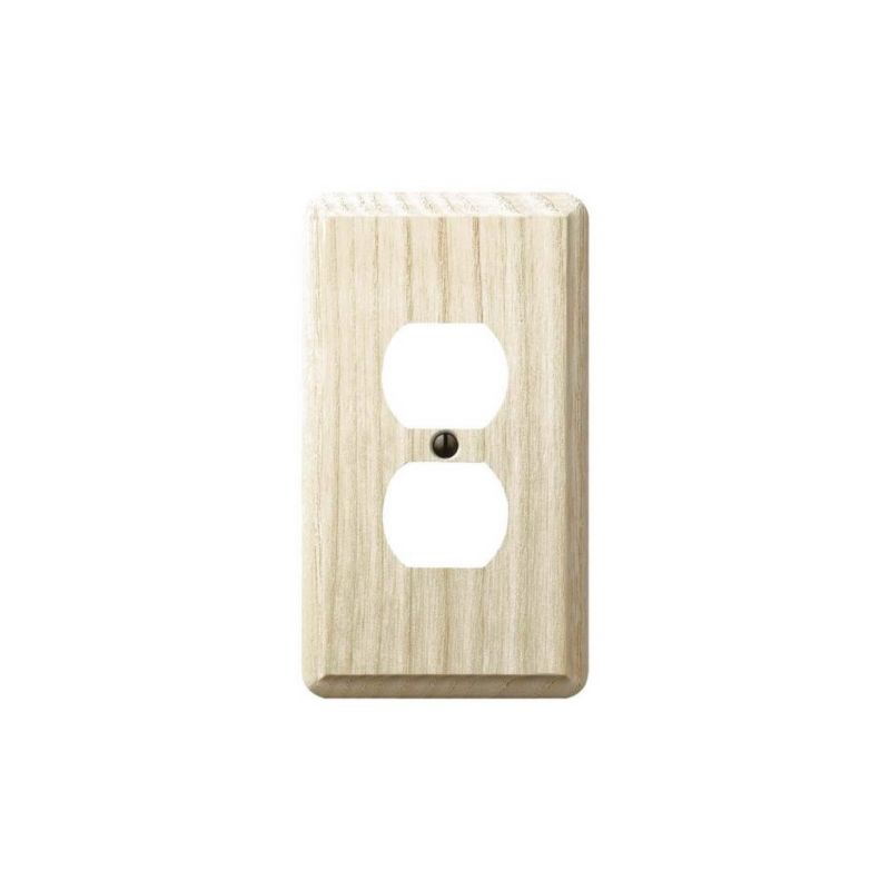 AmerTac Contemporary 401D Outlet Wallplate, 5-1/4 in L, 3 in W, 1 -Gang, Wood, Ash, Screw Mounting