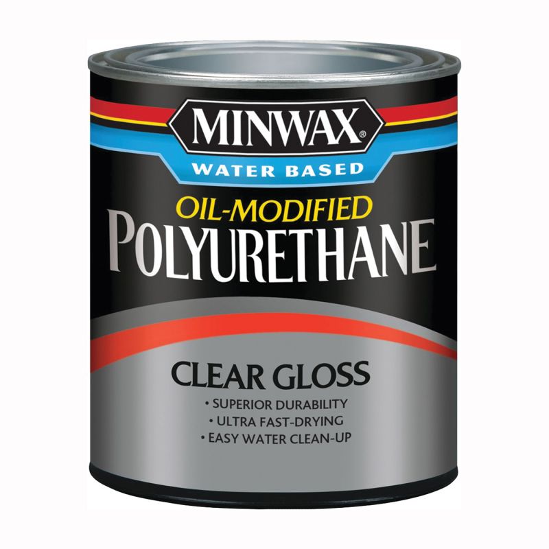 Minwax 630150444 Polyurethane, Gloss, Liquid, Clear, 1 qt, Can Clear