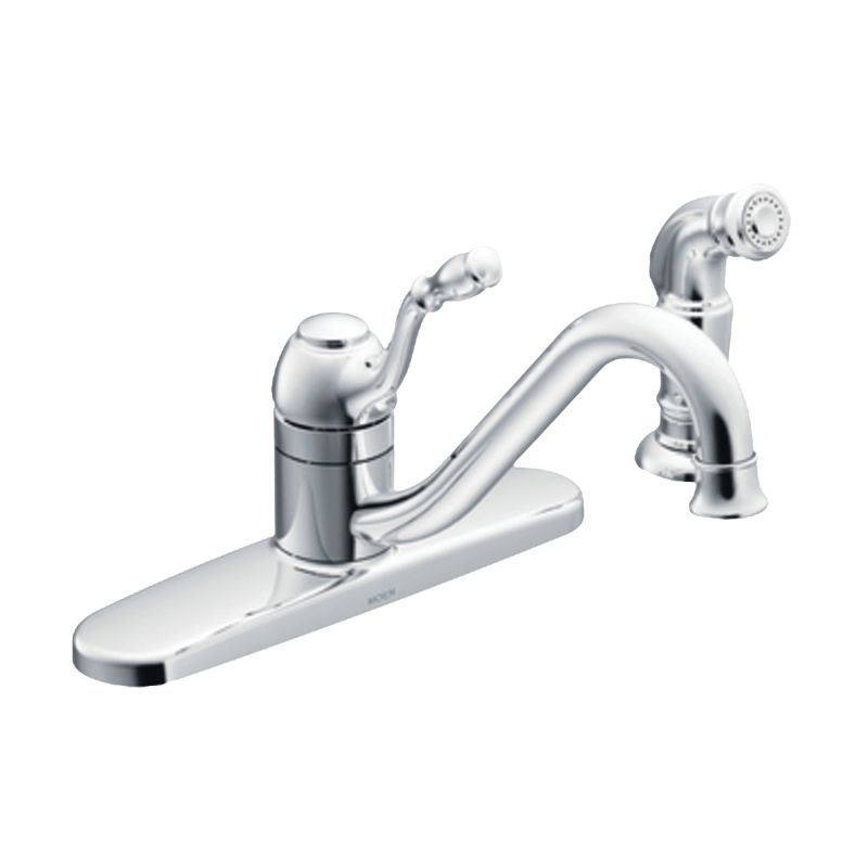 Moen Lindley Series CA87009 Kitchen Faucet, 1.5 gpm, 1-Faucet Handle, Stainless Steel, Chrome Plated, Deck Mounting