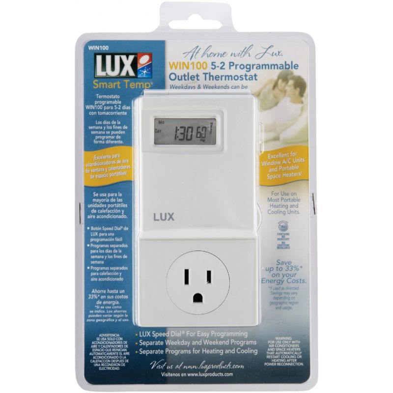 LUX Heating and Cooling Programmable Outlet Thermostat