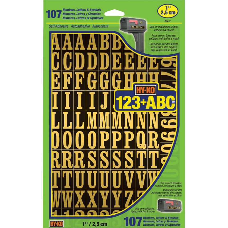 Hy-Ko Polyester Numbers, Letters &amp; Symbols Gold