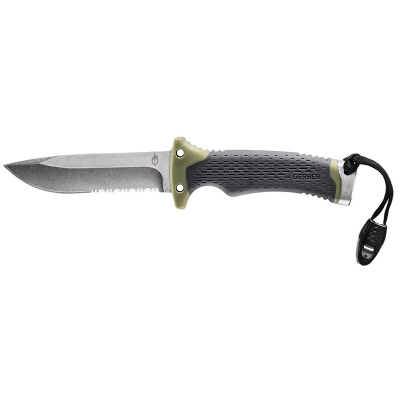 Gerber 31-003941 Ultimate Survival Knife, 4-3/4 in L Blade, Steel Blade, Ergonomic, Textured Handle, Green Handle 4-3/4 In